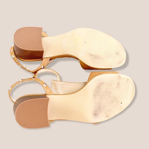 Nine West Galotie Studded Block Heel Sandals NW7 Tan Brown Size 7.5 M - Picture 11 of 14